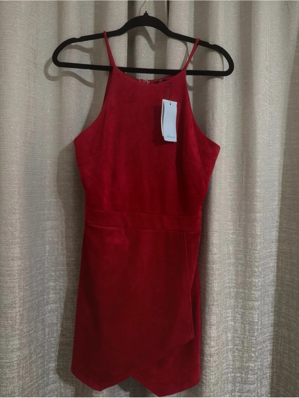 Red Suede Halter Romper